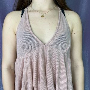 Baby pink high low tank top